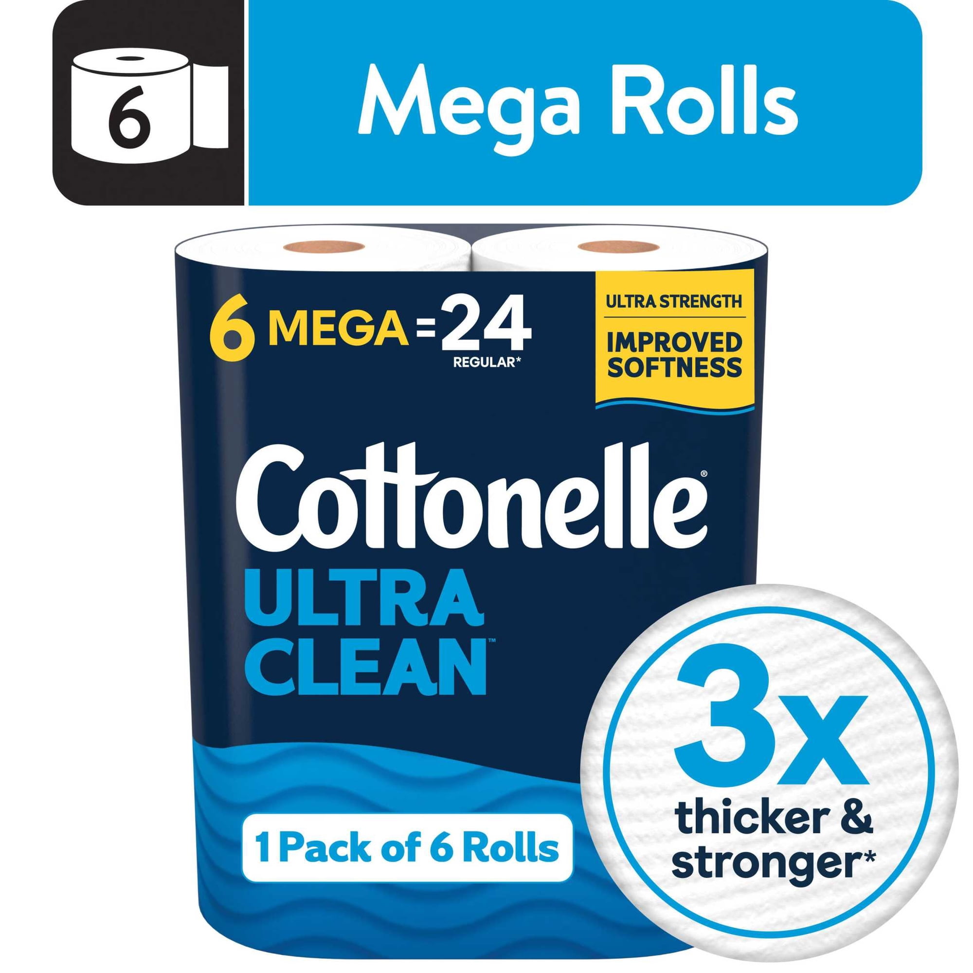 Cottonelle Ultra Clean Toilet Paper, 6 Mega Rolls