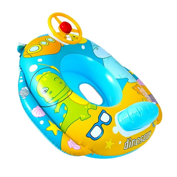 Flotador inflable para piscina,Divertido flotador inflable para piscina,bonito anillo de natación.,Barco de tubo de natación portátil,juguete acuático,flotador Azul sin dosel