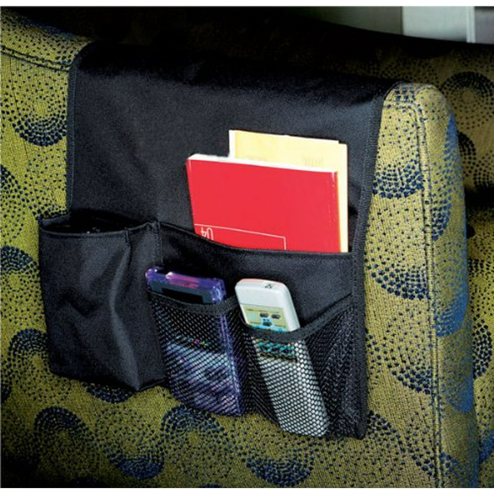 TravelWell Arm Chair Caddy Remote Control Holder Organizer, Black