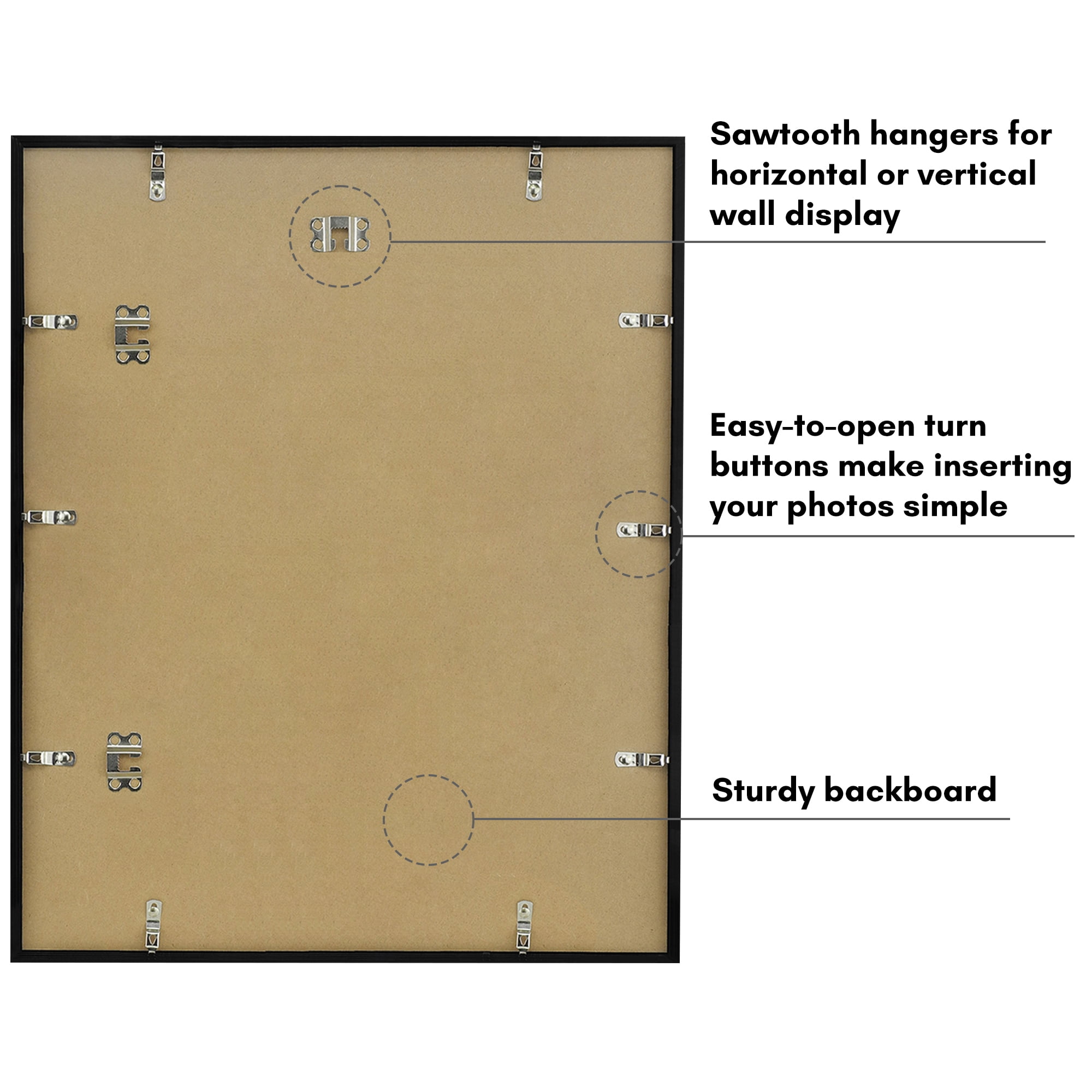 Americanflat 18x22 Picture Frame with Polished Plexiglass Streamline Collection Thin Border Wall - Black