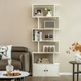 thumbnail image 3 of Giantex 6-Tier Geometric Bookcase  w/Cabinet, Freestanding Display Shelves  w/Anti-Tipping Device, Wood S-Shaped Bookshelf, White, 3 of 8