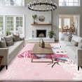 thumbnail image 3 of 5'x7' Area Rugs, Pink Snowman Christmas Indoor Outdoor Area Rug for Living Room Bedroom, Xmas Winter Snowflake Washable Bathroom Rugs Kitchen Floor Carpet Mats Home Decor Aesthetic, 3 of 8