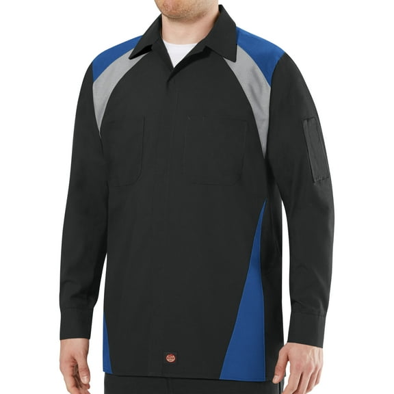 Red Kap Men's Long Sleeve Tri-Color Shop Shirt