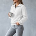 thumbnail image 3 of Byworldtasic Long Sleeve Sweatshirt for Women Half Zip Fuzzy Oversized Pullover Tops Loose Warm Sweatshirts, 3 of 8