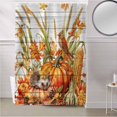 thumbnail image 5 of Fabric Shower Curtain Fall Thanksgiving Pumpkin Wheat Hedgehog Robin Wood Grain Shower Curtains with 12 Hooks Waterproof Machine Washable Bath Curtains for Bathroom, 36 x 78in, 5 of 6