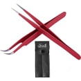 thumbnail image 1 of SIVOTE Pinces à Cils pour Extensions de Cils, Pointes Droites et Courbées Calibrées à la Main, Lot de 2, Pinces à Cils Rouges pour Rehausser Votre Art des Cils!, 1 of 8