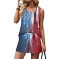 thumbnail image 6 of JULMCOMO American Flag Two Piece Sets for Women 1776 Red White Blue Patriotic Short Sets Square Neck Sleeveless Tank Top 4th of July Outfits with Pockets Sky Blue L, 6 of 8