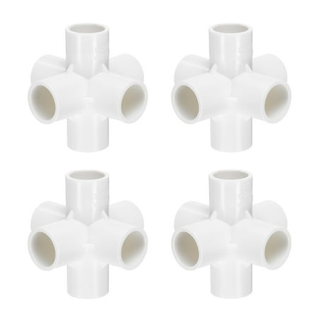 Uxcell Fitting 3/4" 6 Ways Connector Furniture Build Grade Pipe Coupling, White
