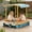 Blue Yellow oxford fabric Polypropylene Wood Fabric, variant on XIZE Wooden Garden Sandbox for Outdoor Backyard family Play