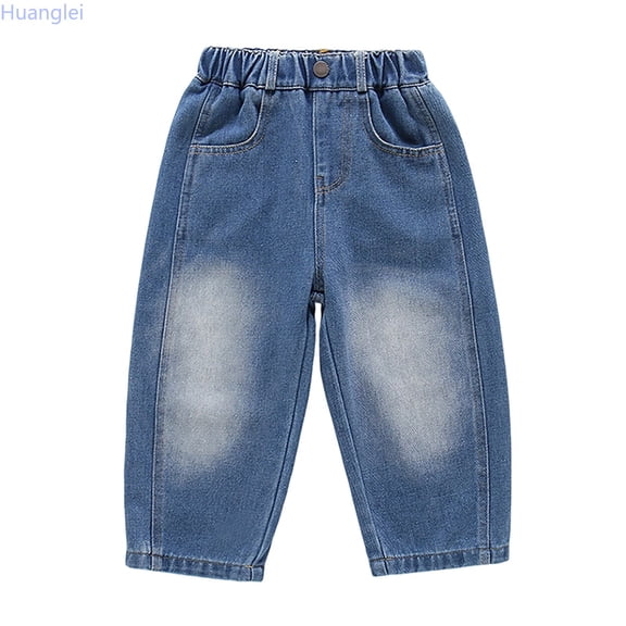 Huanglei Boys Denim Pants Casual Striped Trousers Style Loose Fit Kids Jeans For Autumn ,Boys Denim Jeans /Size 3-4 Years(Dark Blue)