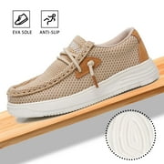 Apakowa Kids Boys Girls Slip-On Casual Loafers Walking Shoes Comfortable & Lightweight (Color : Beige, Size : 5 Big Kid)