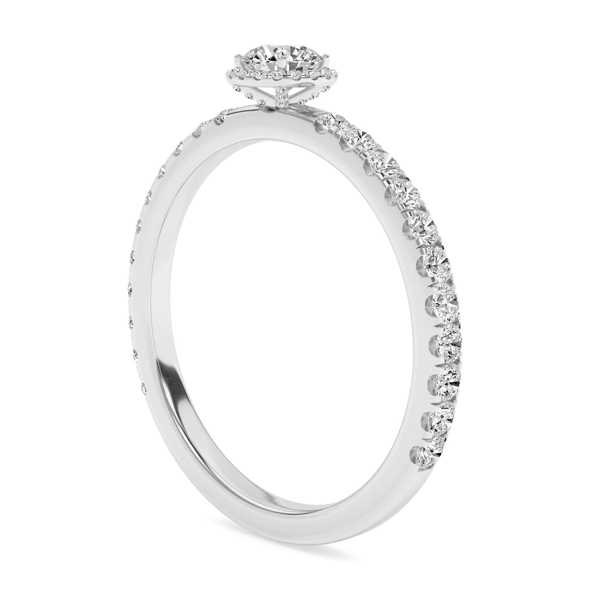 AFFY Round Halo Engagement Rings For Women, 0.90 Carat (ctw) Lab Created Moissanite Promise Rings For Her In 10k Solid White Gold | VVS1 Quality Ring Size-7.5