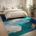 thumbnail image 3 of ODIKA 8'x10' Washable Area Rug Abstract Ocean Wave With Modern Marble Swirl And Gold Accents for Living Room, Under Sectional, Family , Durable, Non-Slip, 3 of 7