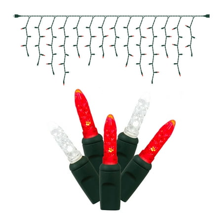 - Vickerman 70 Light LED Red and Pure White Lights, Green Wire M5 Icicle End Connecting Set