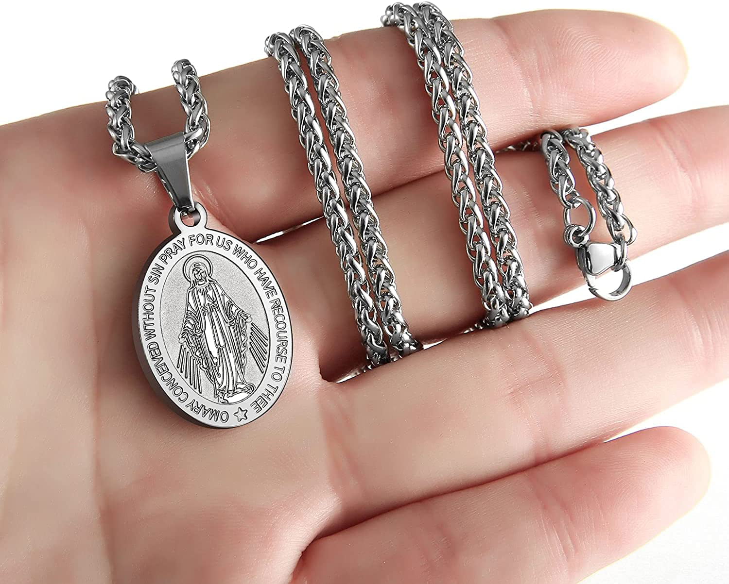 Pendant Necklaces Oval Virgin Mary Necklace For Men Women Box Link Chain  2mm Gold Color Religious Charm Jewelry Gifts 2023 LGP431 From 16,5 € |  DHgate