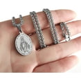 thumbnail image 3 of Duodiner Silver 24in Virgin Mary Necklace for Men Miraculous Medal Stainless Steel Mary Mother of God Pendant De La Virgen Maria Medallion Holy Mary Charm, 3 of 7