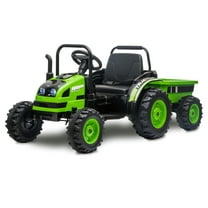 CazToi 12V 35W Dual Motors Ride On Tractor with Trailer  for Kids Gift for Boys Girls