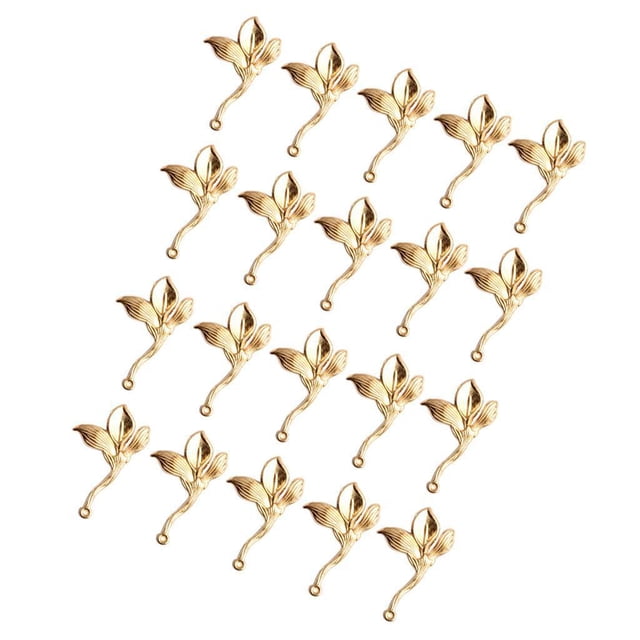 Colgantes florales Hugo 20 piezas dorados con purpurina