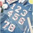 thumbnail image 2 of 11 parches termoadhesivos con números del 0 al 9, planos, con forma de tenis, de chenilla, bordados, dorados, estilo béisbol., 2 of 6