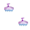 thumbnail image 1 of Qarigey Cepillo de masaje de champú para el cuero cabelludo de silicona de mano, masajeador de pelo para ducha, cepillo de limpieza, cepillo de limpieza púrpura transparente 2piezas Qarigey CBP072514, 1 of 6