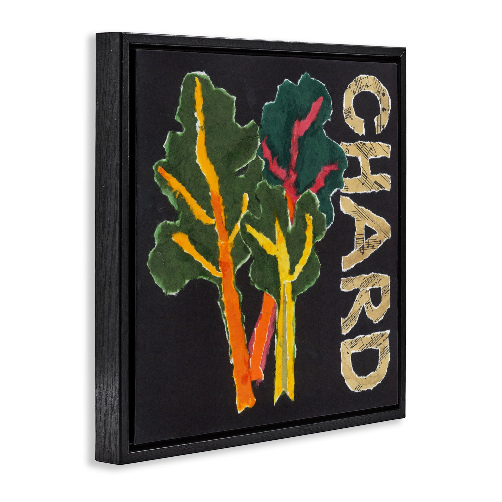 Stupell Industries Chard Leafy Vegetable Black Framed Floater Canvas Wall Art, design by Nancy Overton