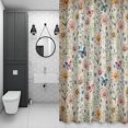 thumbnail image 3 of Spring Flowers Butterfly Shower Curtain for Bathroom, Vintage Floral Fabric Shower Curtain Set with Hooks, Waterproof Washable Bath Curtain for Bathroom Decor, 54x"78", 3 of 9