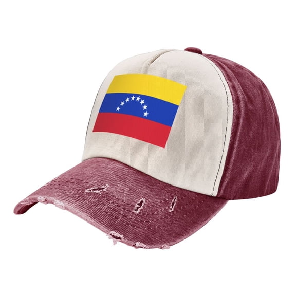 Venezuelan Flag Baseball Cap Distressed Adjustable Vintage Cotton Denim Hat for Women Men
