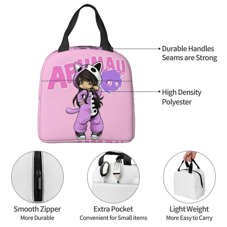 Aphmau Lunch Bag Tote Bag Insulated Lunch Box Picnic Beach Fishing