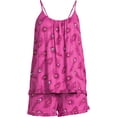 Joyspun Women's Ruffled Knit Cami and Shorts Pajama Set, 2Piece, Sizes