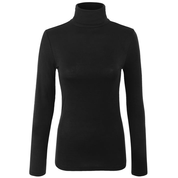 KOGMO Womens Long Sleeve Solid Basic Fitted Turtleneck Shirt - Walmart.com