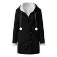thumbnail image 4 of Scyoekwg Womens Jackets Winter Casual Loose Trendy Solid Color Long Sleeve Winter Warm Coat Fleece Jacket Pocket Button Hooded Coat (V01_Black,M), 4 of 4