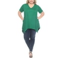 thumbnail image 2 of White Mark Short Sleeve Shirred Front Knit Tunic Top with Pockets, Women's Plus, 1X-3X, 2 of 6
