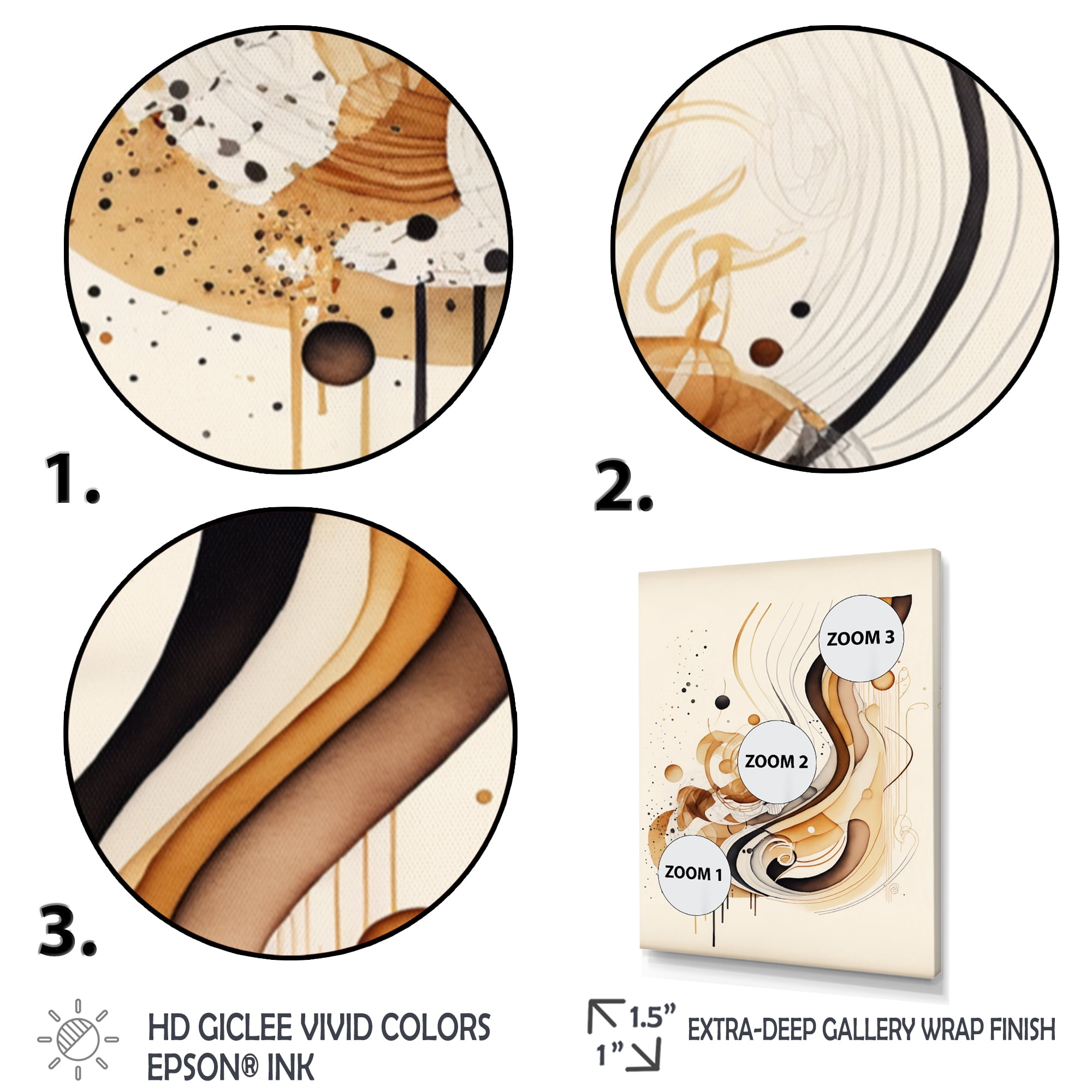 Designart Brown And Black Movement IV Canvas Wall Art
