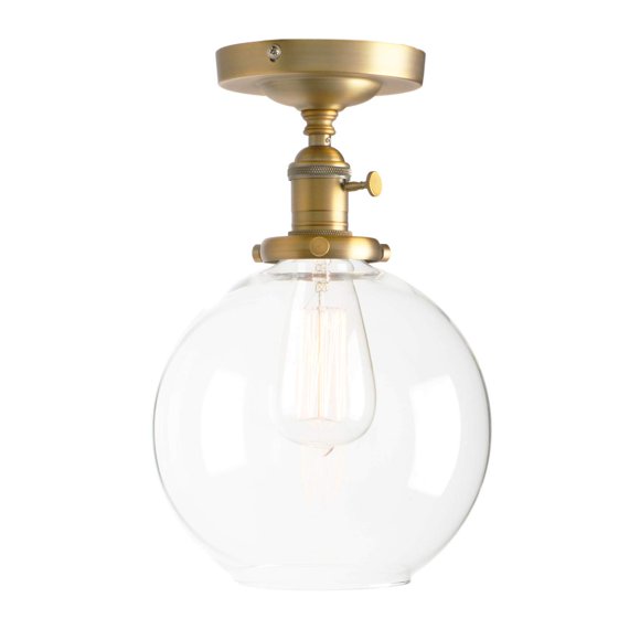Permo Vintage Ceiling Light 1-Lights Pendant Lighting Chandelier with 7.9" Globe Clear Glass (Antique)