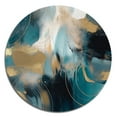 thumbnail image 2 of Designart "Marbled Symphony Gold and Green I" Abstract Marble Metal Round Wall Art, 2 of 5