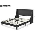 thumbnail image 5 of Einfach Queen Size Platform Bed Frame with Wingback Headboard, Dark Grey, 5 of 6