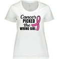 thumbnail image 3 of Inktastic Breast Cancer Awareness Cancer Picked the Wrong Girl Women's Plus Size T-Shirt, 3 of 5