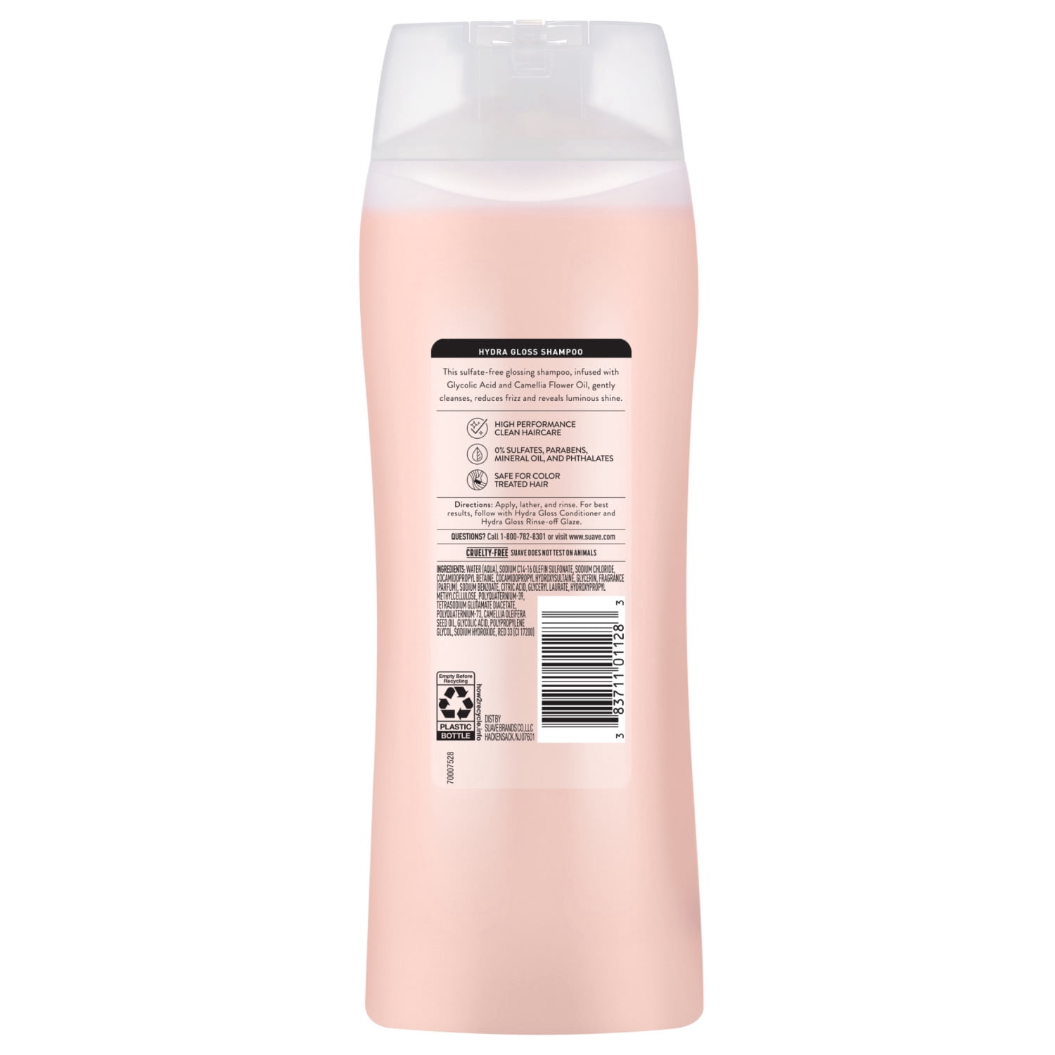 Suave Hydra Gloss Sulfate Free Shampoo with Glycolic Acid & Camellia Flower Oil, 18 fl oz