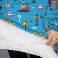 thumbnail image 3 of Oversized Wearable Blanket Hoodie,Cartoon Construction Vehicles Signs Sherpa Blanket Hoodie with Super Pockets,Super Warm Fuzzy Pullover for Women & Men, 3 of 6