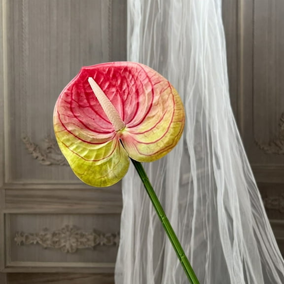 Rewenti Red Anthurium Artificial Flower - Simulation Fire Cranes Palm, Perfect for Wedding Hall Arrangement & Home Decoration, Faux Flowers & Greenerys