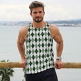 thumbnail image 6 of Haiem grey and green argyle Pattern Men Workout Tank Top Gym Bodybuilding Sleeveless Muscle T Shirts Athletic Tank Breathable Workout Shirt-X-Large, 6 of 7