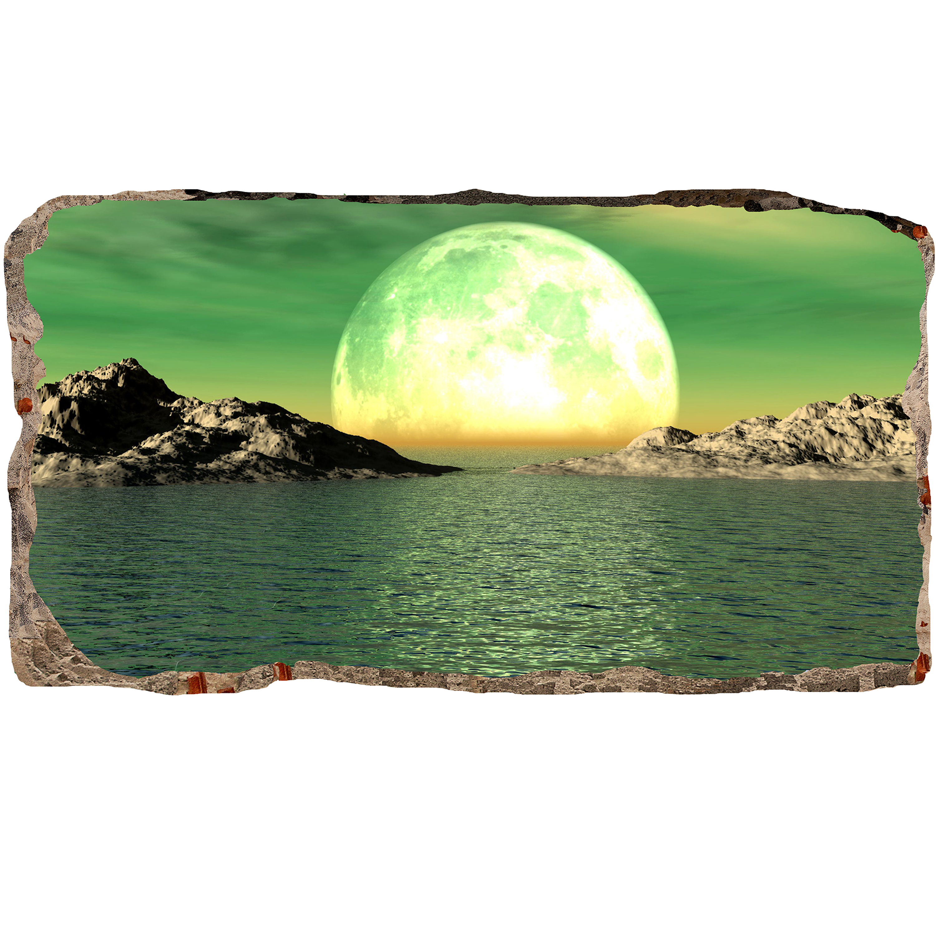 Startonight 3D Mural Wall Art Photo Decor Moon on the Water Amazing Dual View Surprise Medium Wall Mural Wallpaper for Bedroom Beach Landscapes Collection Wall Paper Art 32.28 inch By 59.06 inch - image 3 of 4