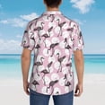 thumbnail image 6 of Fotbe Pineapple Flamingo Hawaiian Shirt for Men Unisex Summer Beach Casual Short Sleeve Cotton Linen Button Down Shirts-Large, 6 of 9