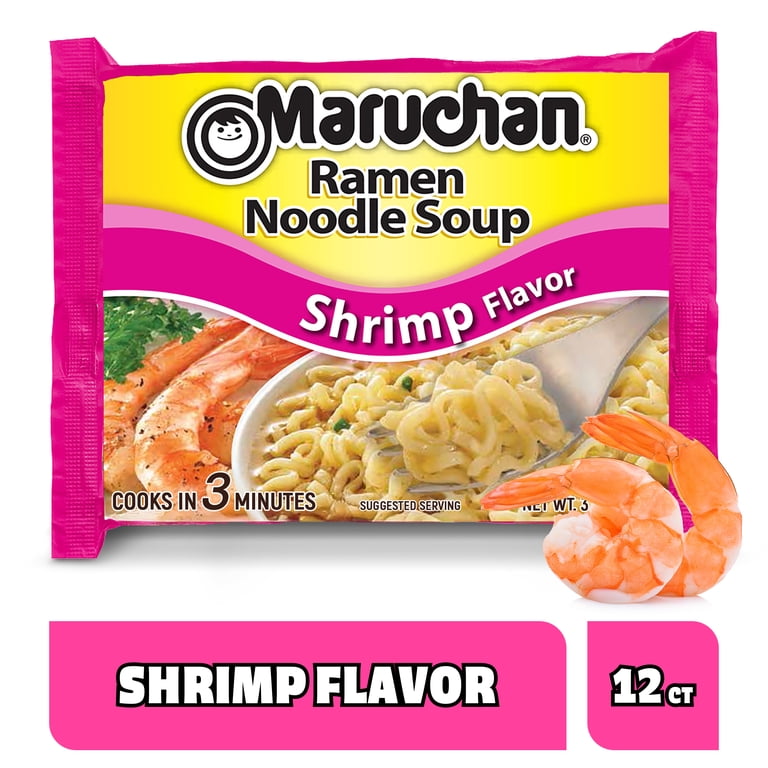 48 pack) Maruchan Ramen Noodle Soup, Shrimp Flavor Instant Noodles