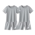 thumbnail image 2 of Kilaqueen Boys 4 Piece Short Sets Youth Football Uniform Crew Neck Short Sleeve T-Shirt and Shorts Tracksuit Sets Outdoor Athletic Outfits Summer Active Clothes, 2 of 8