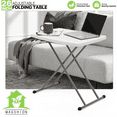 thumbnail image 2 of Magshion Foldable Table, 26" Height Adjustable TV Tray, Portable Plastic Top Metal Frame Laptop Desk, White, 2 of 11