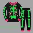 thumbnail image 3 of Boys Halloween Skeleton Pajamas Glow in The Dark Cotton 2 Piece Sleepwear Set Long Sleeve Kids PJs for Toddler Boys 3T, Heart II, 3 of 8
