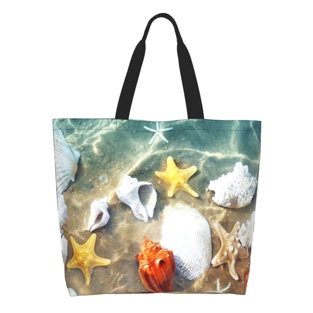 Disketp Seashell On The Beach Bolsa Tote Estampada para Mujer, Bolso de Hombro y de Mano para Compras y Viajes