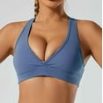 thumbnail image 7 of SwiftWear Sports Bra for Women Push Up Sports Bras Stretch Strappy Seamlesss Workout Top Padded Deep V-Neck Triangle Bralettes with Support Gym Bras Blue ,S-XL, 7 of 7