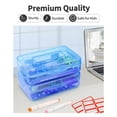 thumbnail image 2 of 6 Pack Clear Pencil Box, Plastic Large Capacity Pencil Boxes Plastic Boxes with Snap-tight Lid, Office Supplies Storage Organizer Box, Stackable Design and Stylish,Navy Blue, 2 of 6